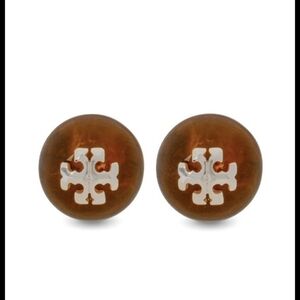 Tory Burch Stacked-T Logo Stud Earrings in Silver